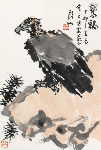 吴静山（b.1943） 鹫 镜片 水墨纸本