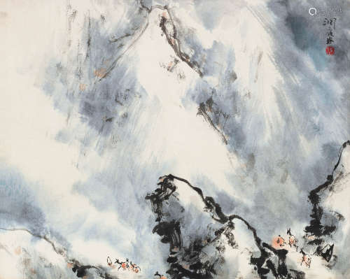 陈洞庭（1929～1987） 山行图 镜片 设色纸本