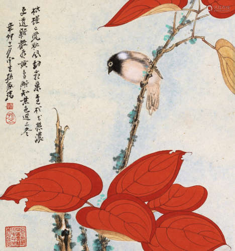 孙云生（1918～2000） 红叶小鸟 立轴 设色纸本