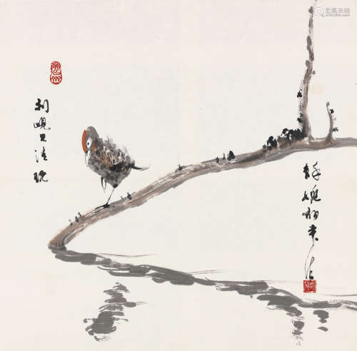 胡考（1912～1994） 小鸟 镜片 设色纸本