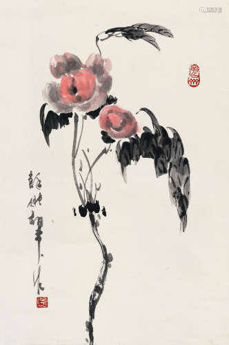 胡考（1912～1994） 芍药 立轴 设色纸本