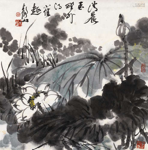 吴静山（b.1943） 荷花 镜片 设色纸本