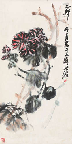 朱屺瞻（1892～1996） 菊 立轴 设色纸本