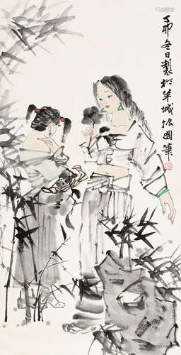 陈振国（b.1944） 仕女 立轴 设色纸本