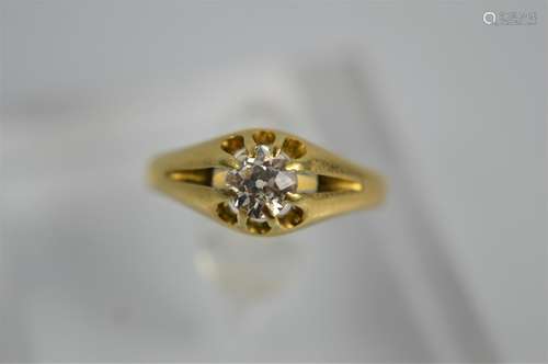 A Victorian 18ct gold and diamond solitaire ring, dated 1888, the old cut diamond approximately 0.