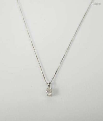 An 18ct white gold and diamond pendant, the diamond approx 1ct, 3.4g.