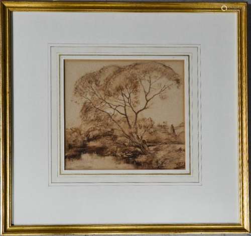 Thomas Tenant Baxter (1894-1947): tree beside a river, watercolour on paper, signed and dated