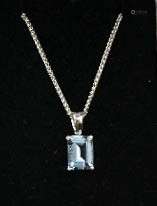 An 18ct white gold aquamarine pendant necklace, the aquamarine approx 1ct, with 9ct white gold