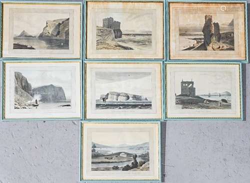 A set of seven 19th century had tinted prints depicting Scottish Isles to include 'Clam Shell