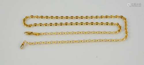 A 9ct gold chain, composed of circular links, 53cm long,9.5g.