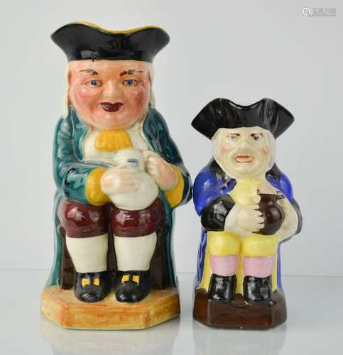 A Burlington ware Toby jug, together with a smaller example, 18cm high.