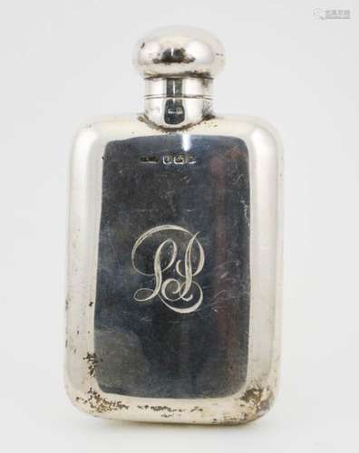 A silver hip flask, with monogram engraved to the front, Birmingham 1912, 2.85toz.