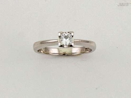 A platinum and diamond solitaire ring, the princess cut diamond approx 0.25ct, size L½, 4.4g.