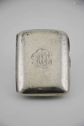 A silver cigarette case, with gilded interior, engraved REB monogram to the front, Birmingham1895,