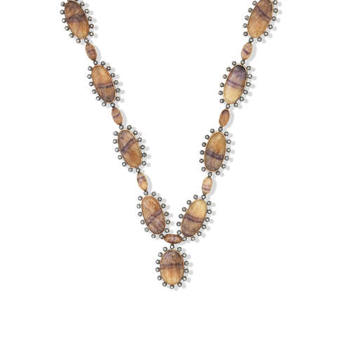 A Blue John and diamond rivière necklace, circa 1800