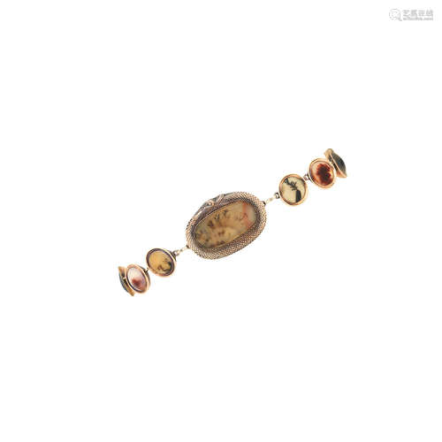 A moss agate memorial bracelet, late Georgian