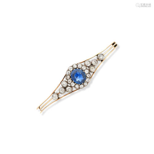 A sapphire and diamond bangle, late Victorian