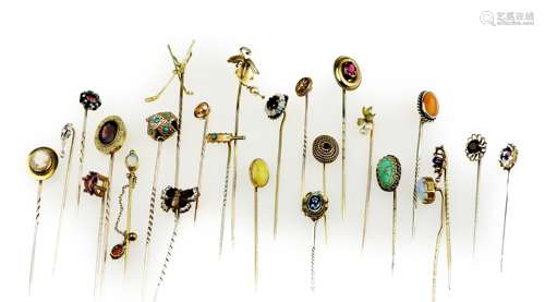 A collection of mostly gem-set stickpins