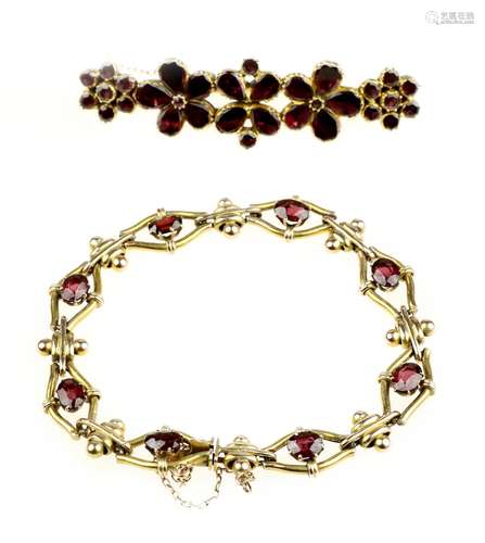 A garnet brooch and bracelet