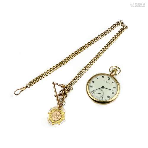 A half-hunter pocket watch and chain, J.W. Benson