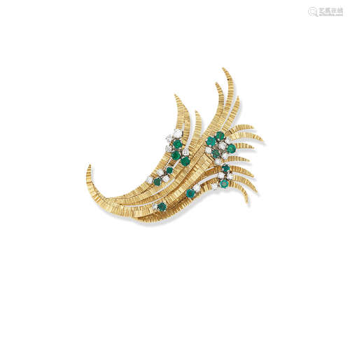 An emerald and diamond brooch, Deakin & Francis, 1967