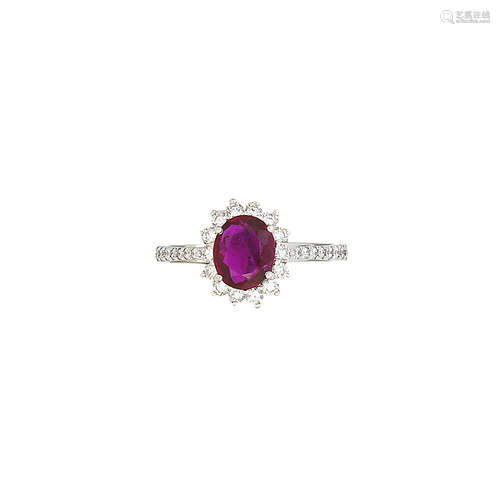 A ruby and diamond cluster ring