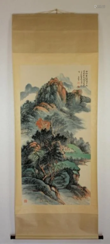 Scrolled Hand Painting signed by Huang …