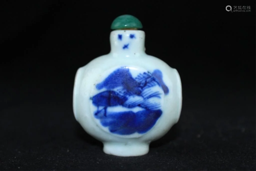Chinese Qing Porcelain Blue&White Snuf…