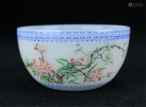 Chinese Qing Peking Glass Famille Rose Cup