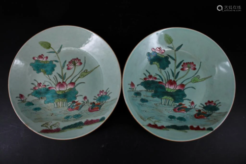 Pair of Qing Porcelain Famille Rose Plate
