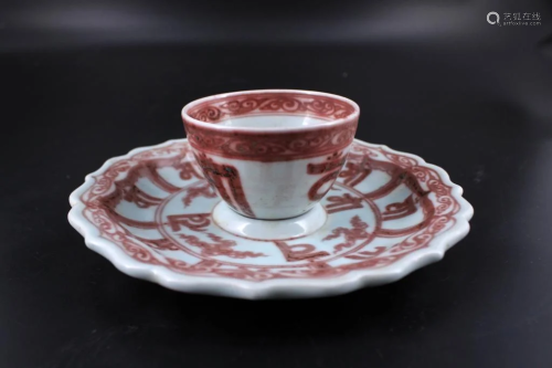 Song Porcelain White/Under Red Cup Plat…