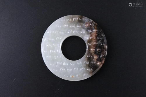 Old Hand Carved Jade Bi Disc