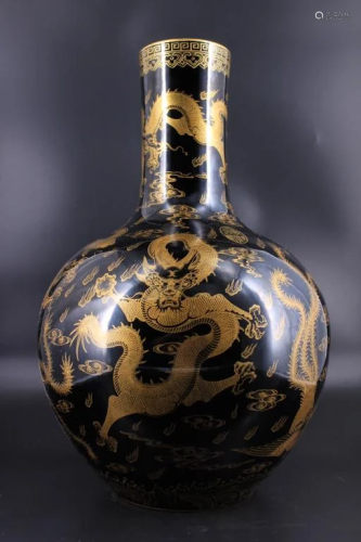 Large Qing Porcelain Dragon Phoenix Vase