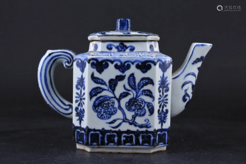 Chinese Ming Porcelain Blue&White Teapot