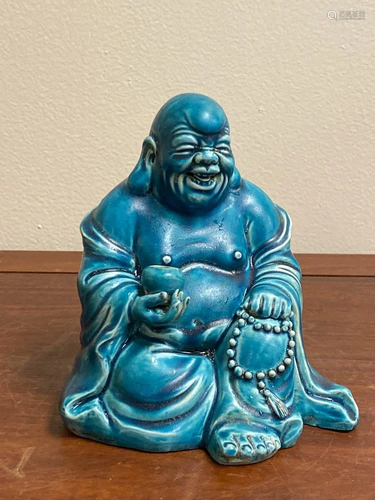 Chinese Blue Glazed Porcelain Laughing Buddha