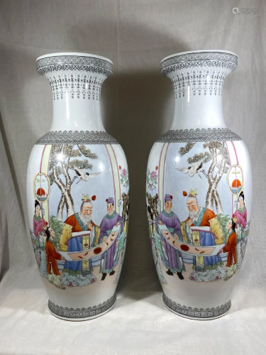Large Pair Chinese Porcelain Vases with Figur…