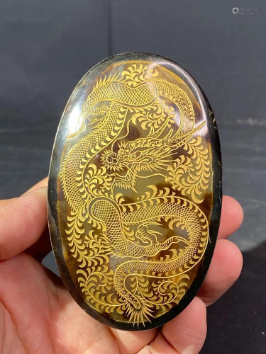 Chinese Tortis Shell Box with Dragon