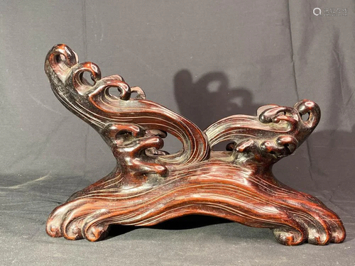 Japanese Carved Rosewood Stand of Wave…