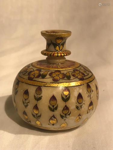 Antique Indian Moghul Alabaster Oil Lam…
