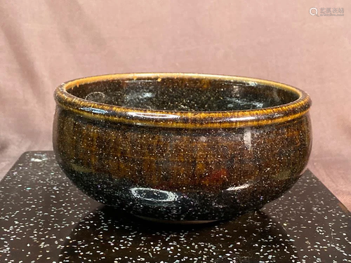 Japanese Black Glazed Porcelain Chawan