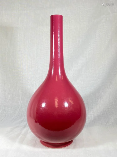 Chinese Longneck Vase with Pink Enamle