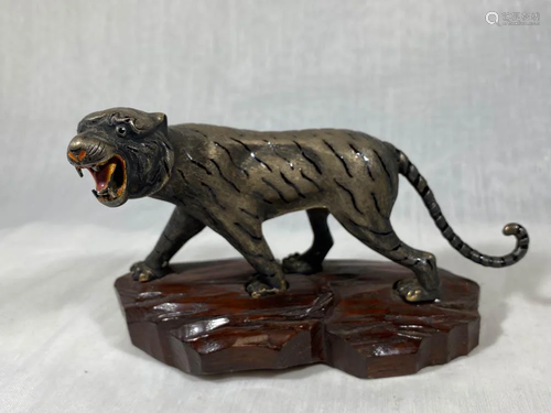 Chinese Silver Tiger with Enamle