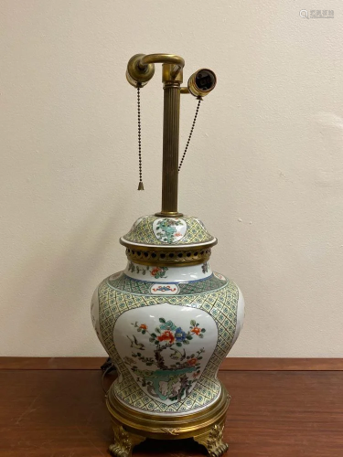 Chinese Famille Verte Porcelain Lamp