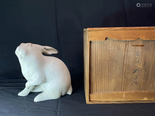 Japanese Bisque Porcelain Model of Rabbit