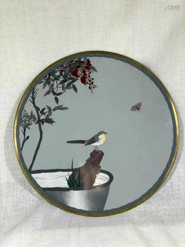 Japanese Cloisonne Charger with Bird - Namik…