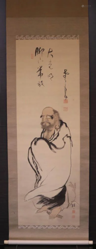 Japanese Scroll Painting of Damo with W…