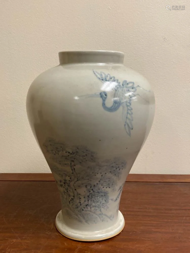 Korean Blue White Vase with Landscape