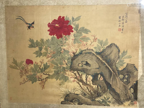 Chinese Painting on Silk - Peony