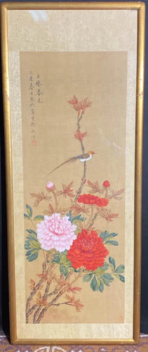 Chinese Painting on Silk - Floral Scene