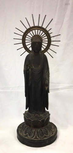 Japanese Edo Period Wood Buddha